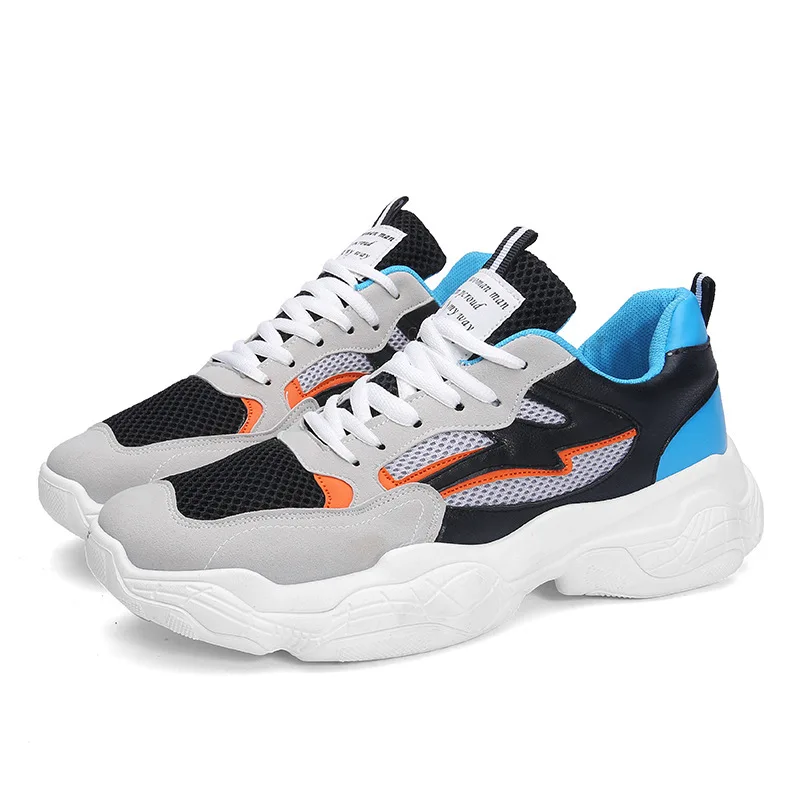 

2019 Summer Breathable Old Shoes Fashion Casual Mesh Sports Sneakers Male Fancy Colorful Height Increasing Men Sneakers