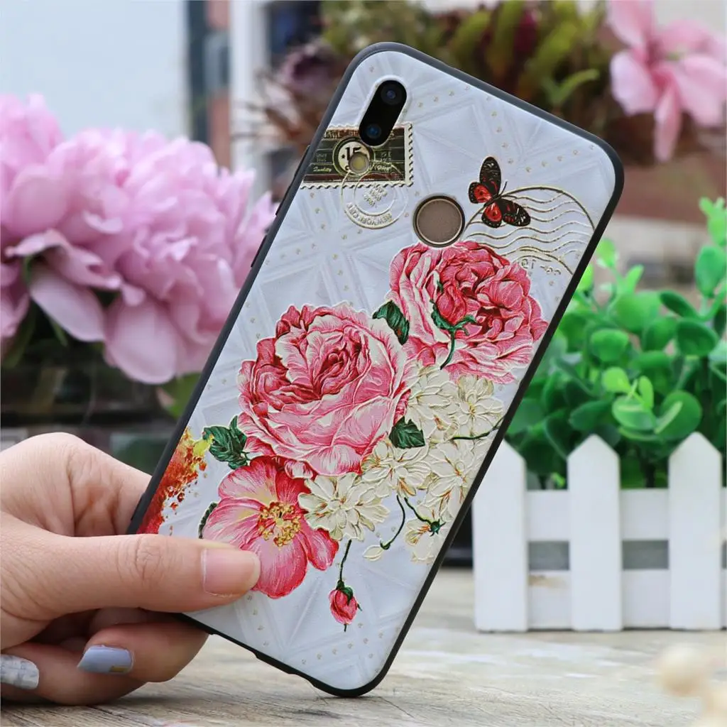 3D чехол из ТПУ с тисненым цветком для Huawei Honor 8X 7A Pro P20 P30 P8 P9 P10 Mate 10 20 Lite Mini P smart 2019 Nova