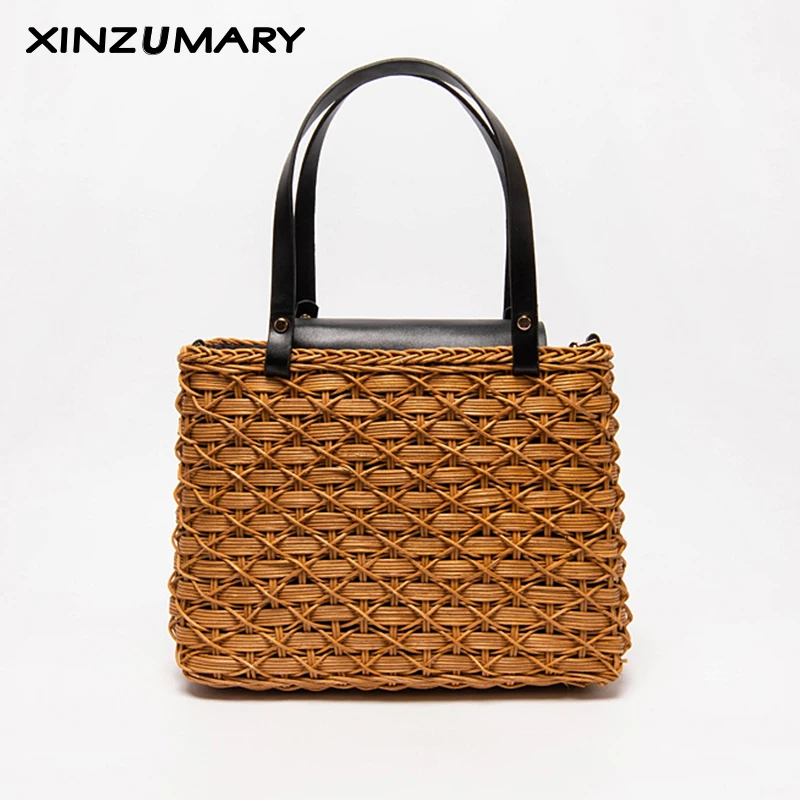 

Bohemian Straw Bags for Women Beach Handbags Summer Travel Bags Vintage female totes Rattan Bag Hand made Kintted Crossbody Bag