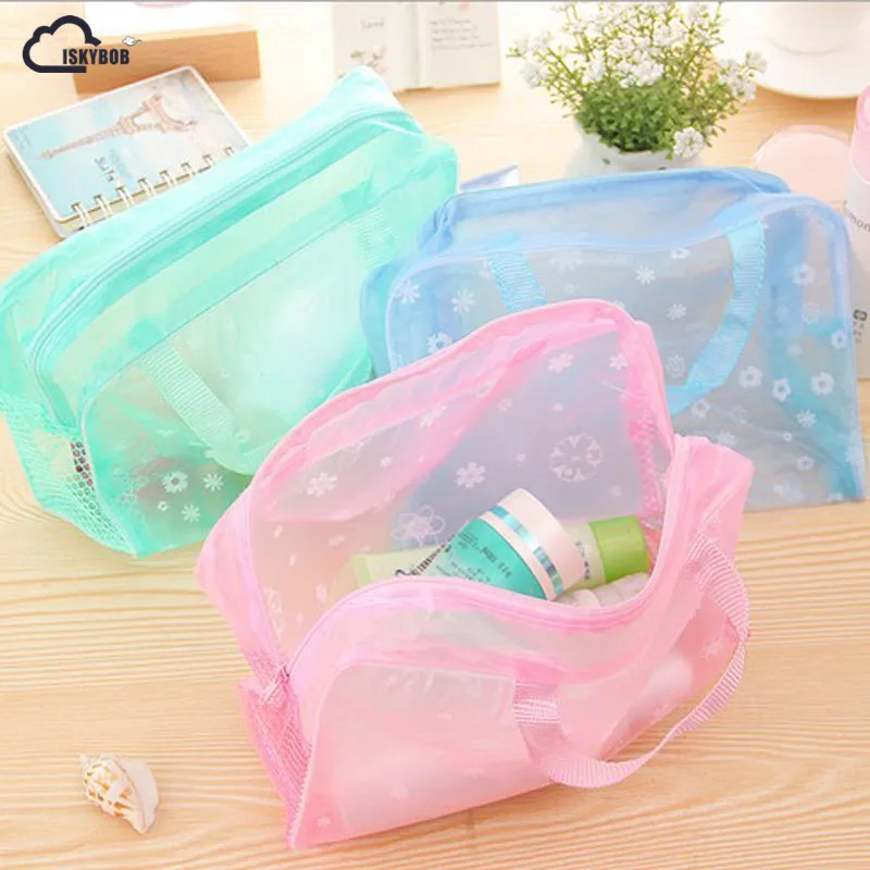 

ISKYBOB 2017 New Arrival Cute Women Travel Makeup Bag Flower Printed Women Cosmetic Bags 5 Colors