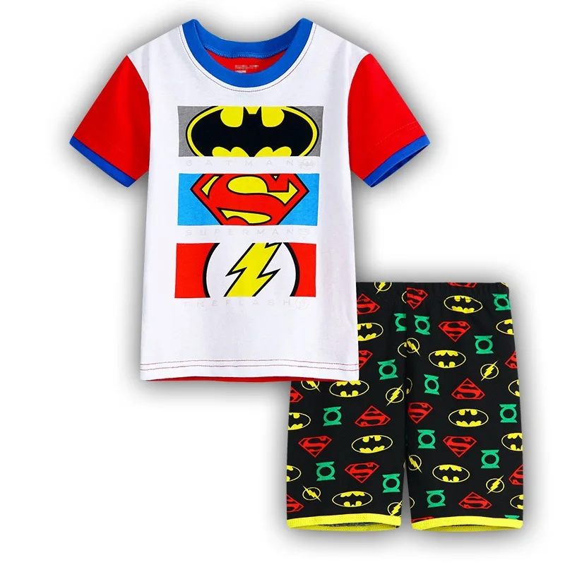 Летняя футболка "Марвел" детская одежда «Супергерои» Повседневная одежда комплект с мультипликационным принтом в виде Бэтмена, Человека-паука, хлопковая футболка одежда для мальчиков - Цвет: 2