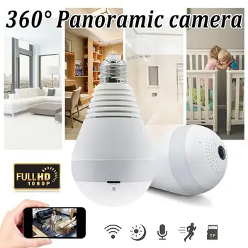 

Wireless Panoramic Bulb Camera 360 Degrees Fisheye Lens For Home Security Light Vision Camera Two-Way Talking Motion Detection