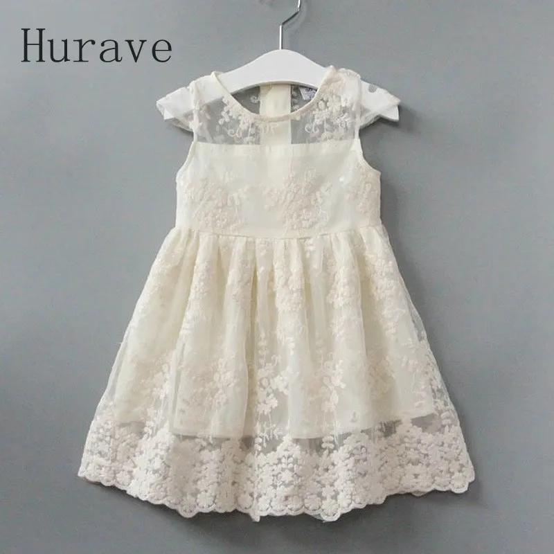 

Hurave Summer Dress Girl New Evening Girls Lace Dress Children Hollow Out Baby Girls Dresses For Party And Wedding O-Neck