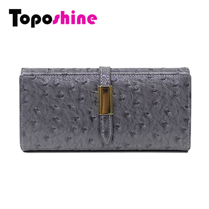 Toposhine Ostrich Fashion Women Wallets Solid Color Wallet ID Fashion Card Holder Coin Purse Girls Clutch Hot Women Wallets 3307 