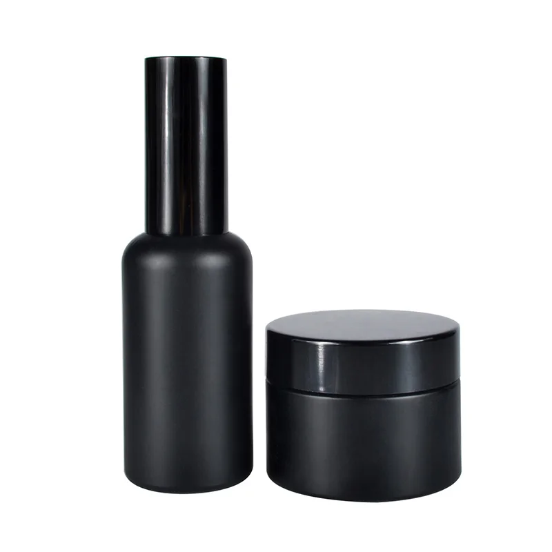 Download 100pcs*30g matte black cream jar with black lid,glass empty 30ml cosmetic jar &100pcs *30ml ...