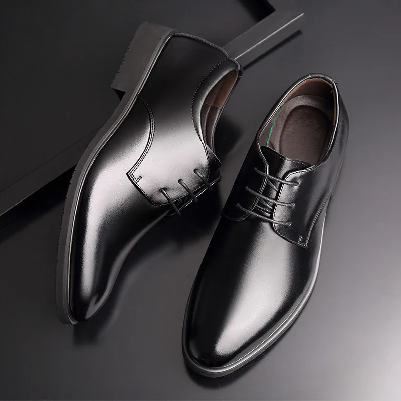 Мужские модельные туфли, визуально увеличивающие рост на 6 см; Туфли-оксфорды из натуральной кожи; цвет коричневый, черный; свадебные туфли в деловом стиле; мужские туфли дерби, увеличивающие рост
