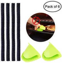 Защитные панели для духовки, 4 упаковки силиконовых полок для духовки(черный)+ 2 мини-рукавицы(зеленый), термостойкие, защищают от B