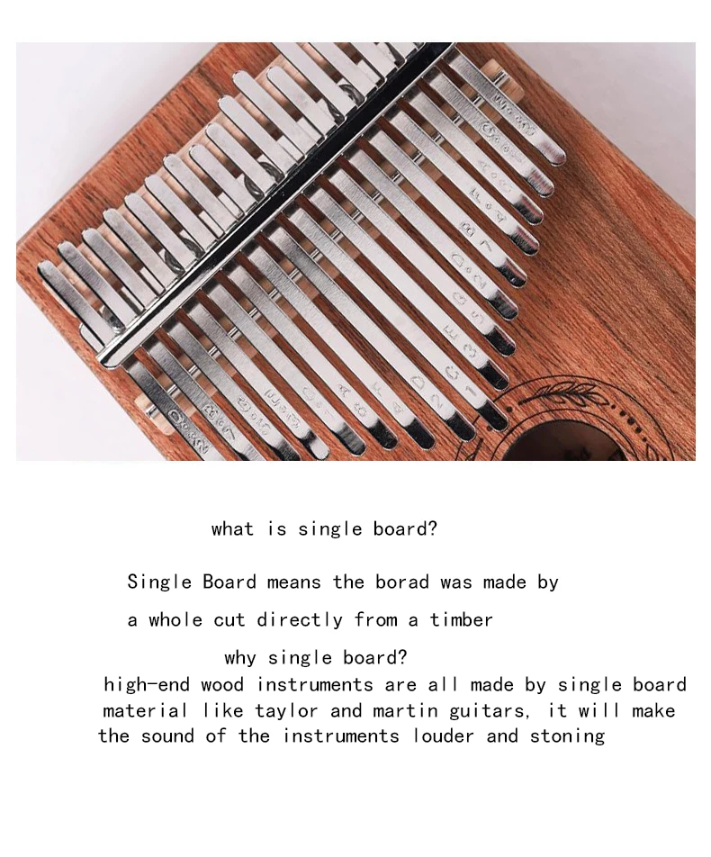 Protable Piano 17 Keys Kalimba Thumb Piano Made By Single Board High-Quality Wood Mahogany Body Musical Instrument