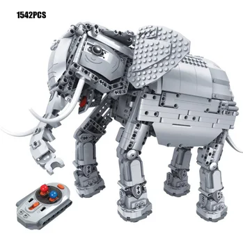 

Technics moc 2.4Ghz radio remote control animals block assemble model elephant education rc toy collection with light and sound