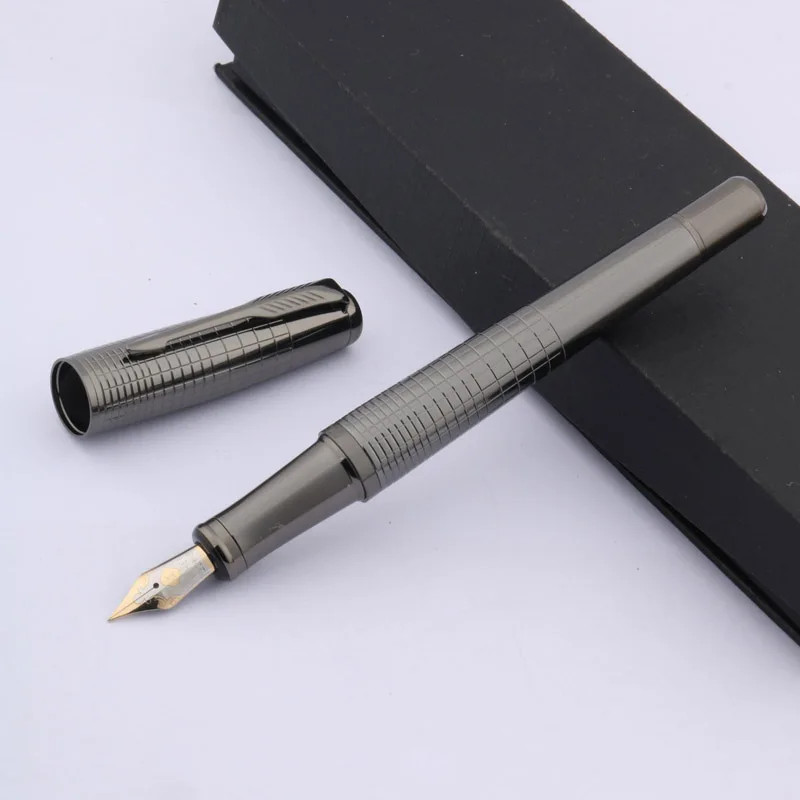 OFFICE Iridium Authentic fashion Portable Gun grey Classic style GIFT fountain pen - Цвет: Черный