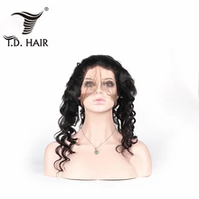 Tdhair свободная волна 360 кружево спереди заказ с сеткой с детскими волосами для черных женщин remy волос 10-20 дюймов часть швейцарское кружево