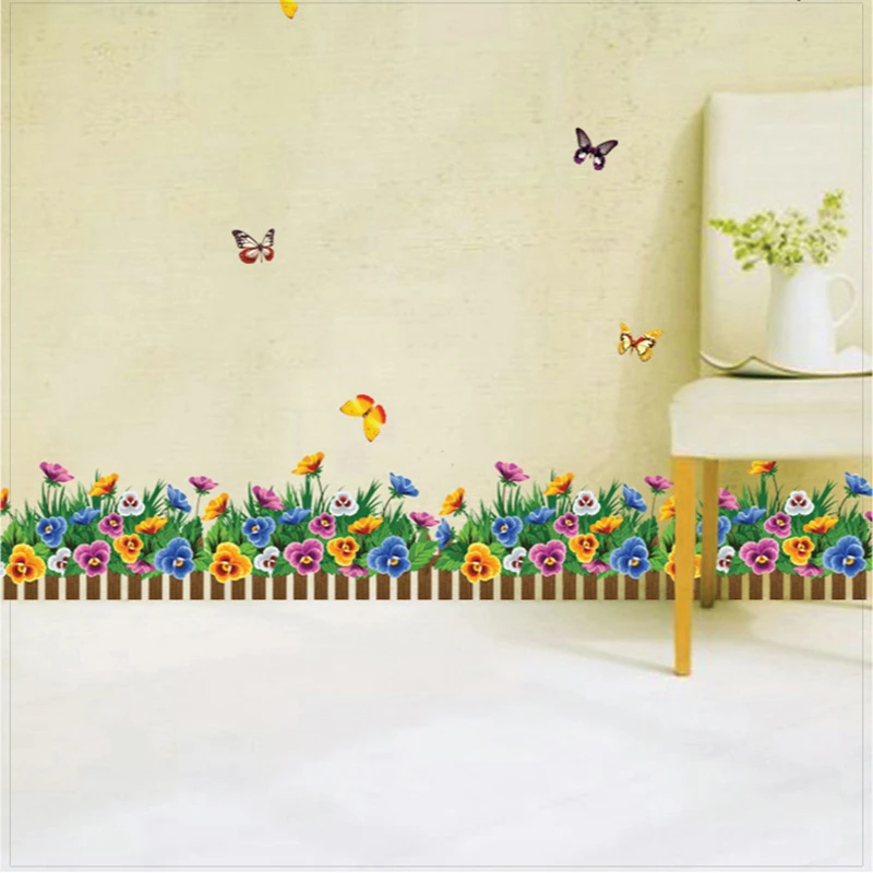 Garden Flower baseboard wall sticker children classrooms mural 3d