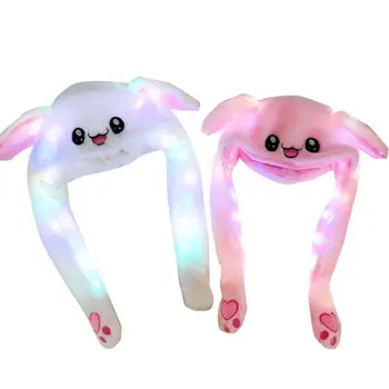 

Newly Novelty Plush Rabbit Ear Hat With Moving Brighting Kids Boy Girl Rabbit Hat Cute Ear Rabbit Lighting Caps Gifts For 4-10Y