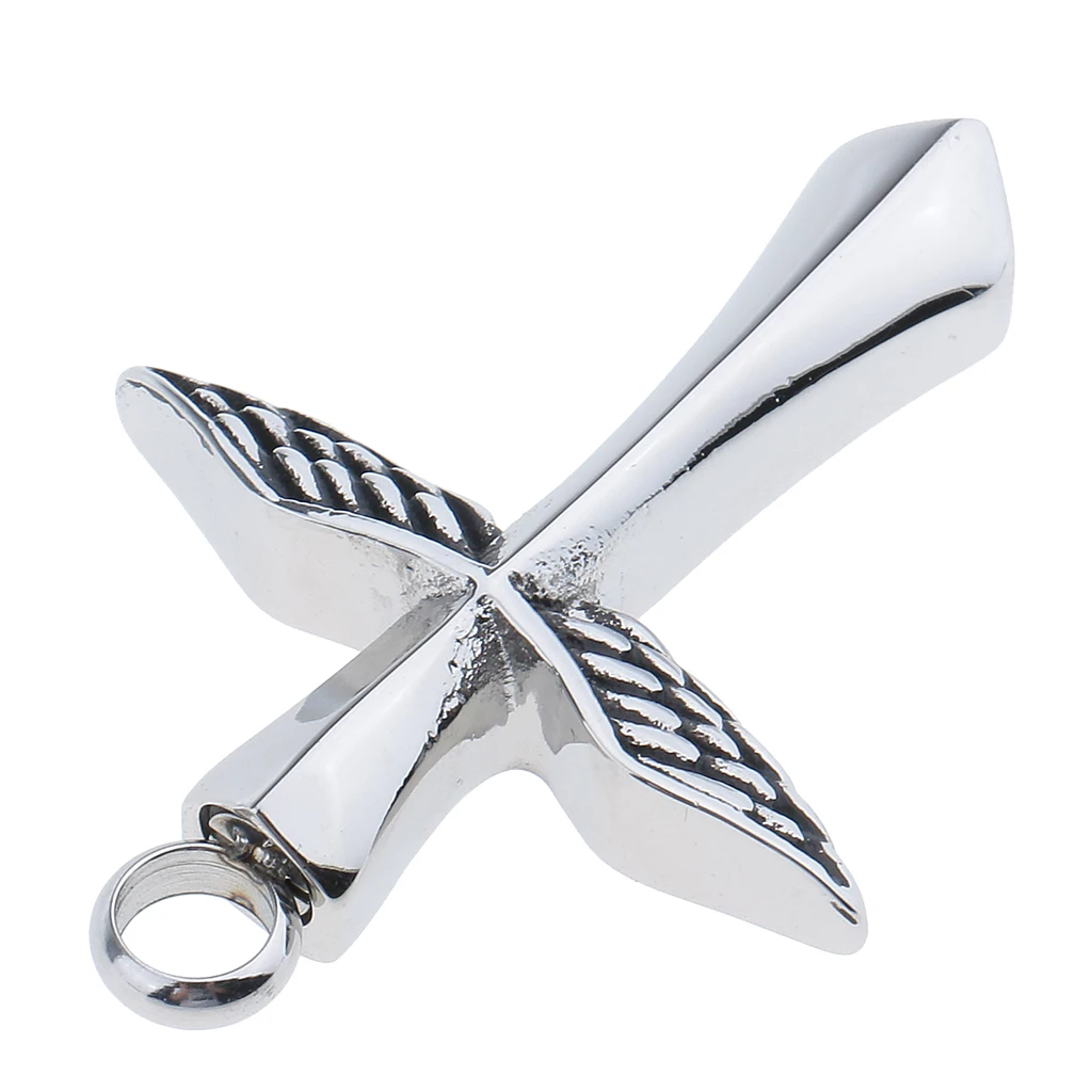 Keepsake Urn Jewelry Bless Cross Angel Wing Cremation Pendant for ashes