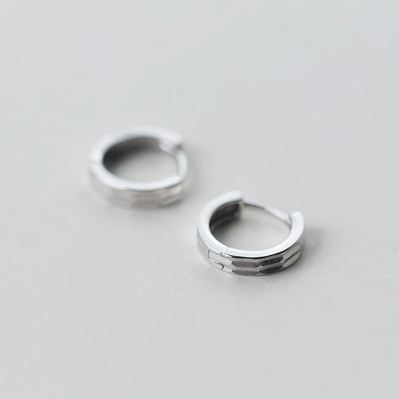

Real 925 Sterling Silver Small Contracted Geometric Hoop Earrings Women Men Fashion Personality Couple Ear Accessories (SE385)