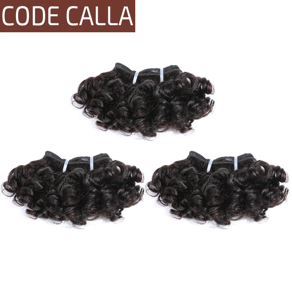 Code Calla Short-cut  Pre-Colored Raw Virgin Human Hair 3 Bundles 6 Inch Italian Bouncy Curly 6PCS Can Make A Wig Free Shipping