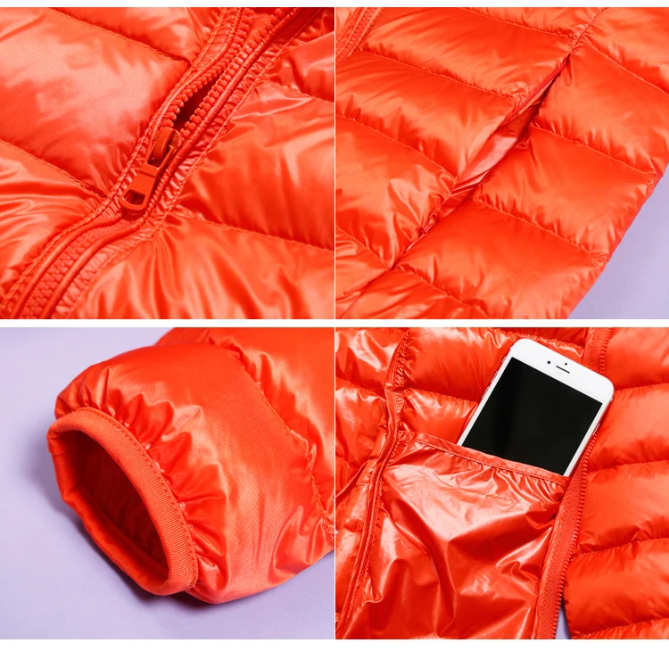 Winter Women Ultra Light Down Jacket 90% Duck Down  Jackets Long Sleeve Warm Slim Coat Parka Female Solid Portabl Outwear D185