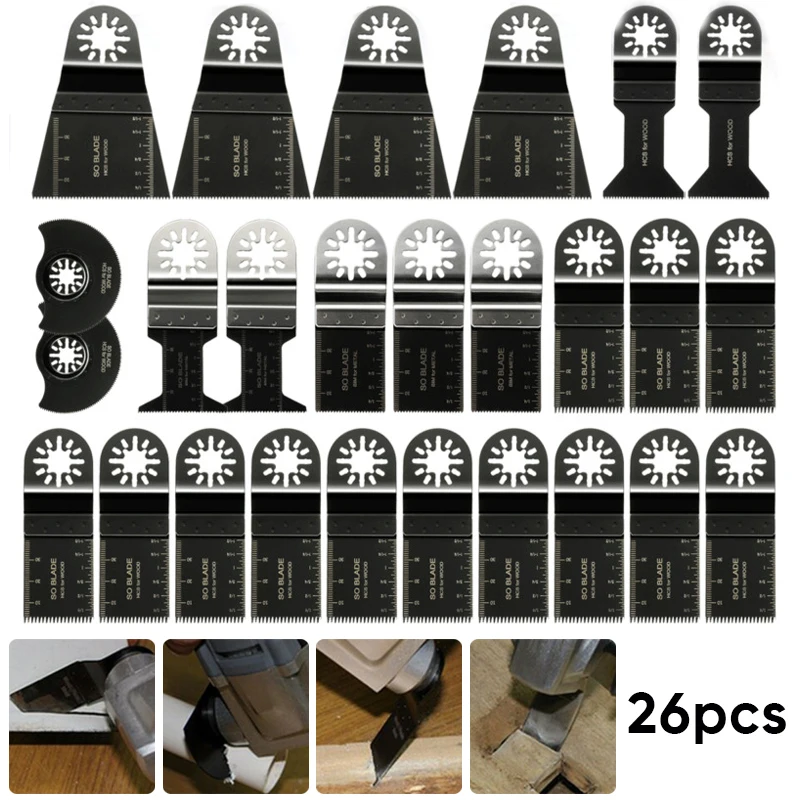 

26 Pcs Oscillating Multi Tool Saw Blade Carbon Steel Cutter For Fein Multimaster