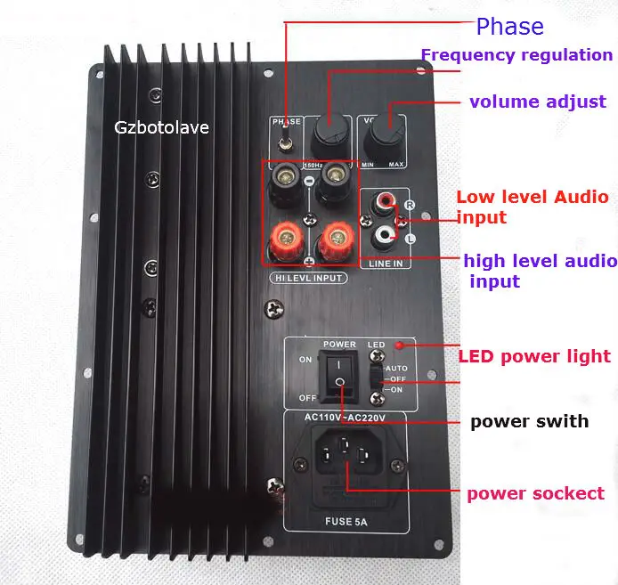 Gran potencia 220 V 300 W amplificadores de bajo puro inicio activo subwoofer Placa de amplificador