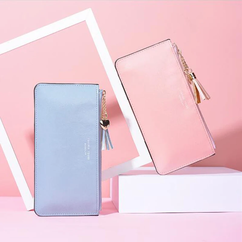 

Women's long wallet female hand holding mobile phone bag ultra-thin bright leather sweet pu leather wallet  