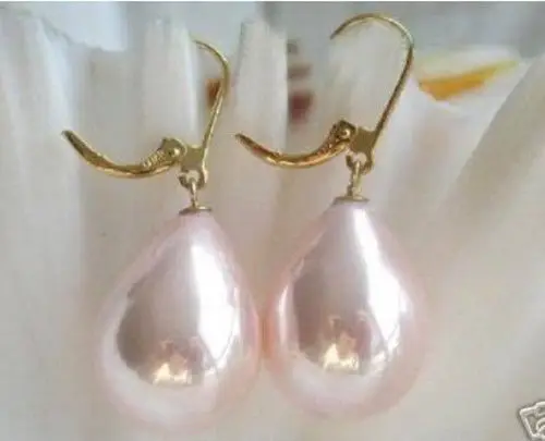 

Charming Pair Beautiful Pink Shell Pearl Drop Earrings DFJ565