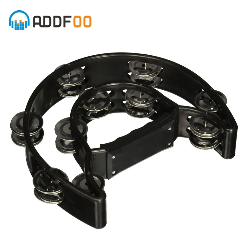 

ADDFOO Compact Double Half Moon Music Tambourine Percussion Tamborine Drum Durable With 4 jingles Musical Parts Free Shipping
