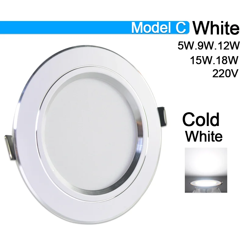 down light Downlight 3W 5W 9W 12W 15W 18W Spot led downlight AC 220V gold Silver White Ultra Thin Aluminum Round Recessed LED Spot Lighting recessed spotlights LED Downlights