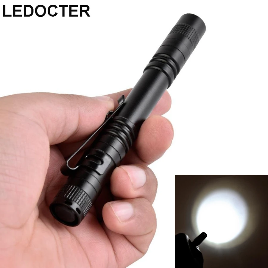 Koop Hoge Heldere Pocket Mini Aluminium Pen Licht LED Zaklamp Riem Clip Tactical Torch Flash Light Beste Tools voor Controle Emergency