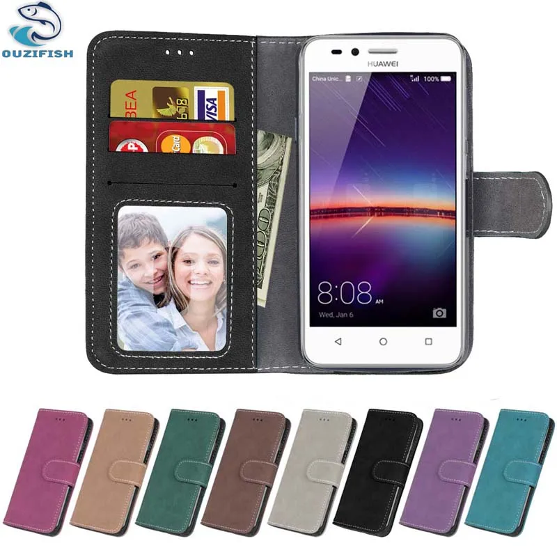 OUZIFISH Для Huawei Lua-L21 Case Бумажник PU Кожаный Задняя Крышка Телефона Y3 2 II Флип Защитная