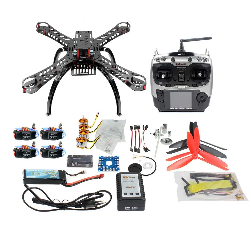 F14891-C RC Fiberglass Frame Multicopter Full Kit DIY GPS Drone FPV  Radiolink AT9s Transmitter APM2.8 1400KV Motor 30A ESC