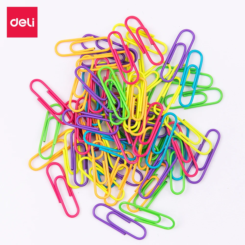 

DELI EZ20002 Color Paper Clip 29mm - 100PCS/BAG - PVC Coated - MIX COLOR WHITE,PINK,RED,YELLOW,BLUE,GREEN - ROUND PAPER CLIP