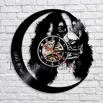 

Custom Labrabor Dog Name Wall Clock Golden Retriever Dog Puppy Silhouette Shadow Vinyl Record Wall Clock Art Wall Decor
