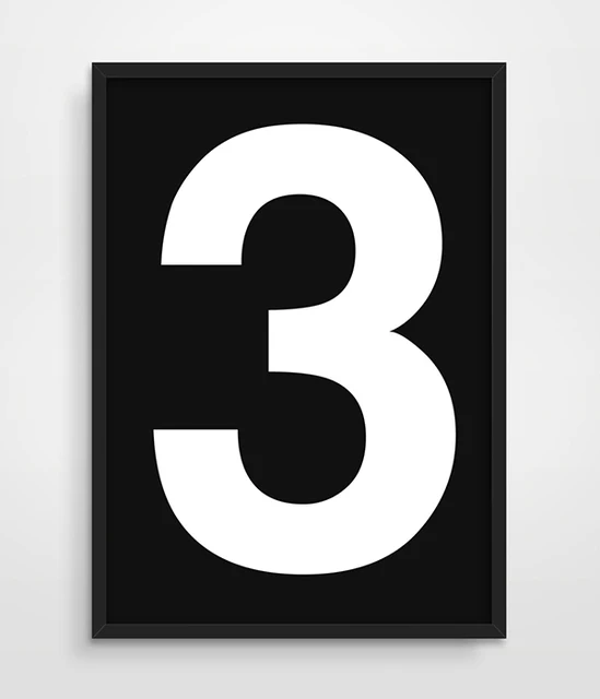 Number 3 Three Scandinavian Minimalism Typography Poster