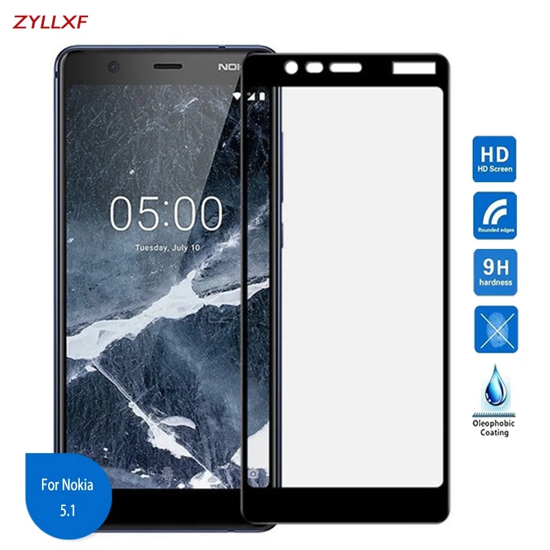 For Nokia 5.1 Full cover Tempered Glass Premium Screen Protector Film 5.5 in 9H 2.5D Safety On Nokia5.1 5 2018 TA-1061 | Мобильные