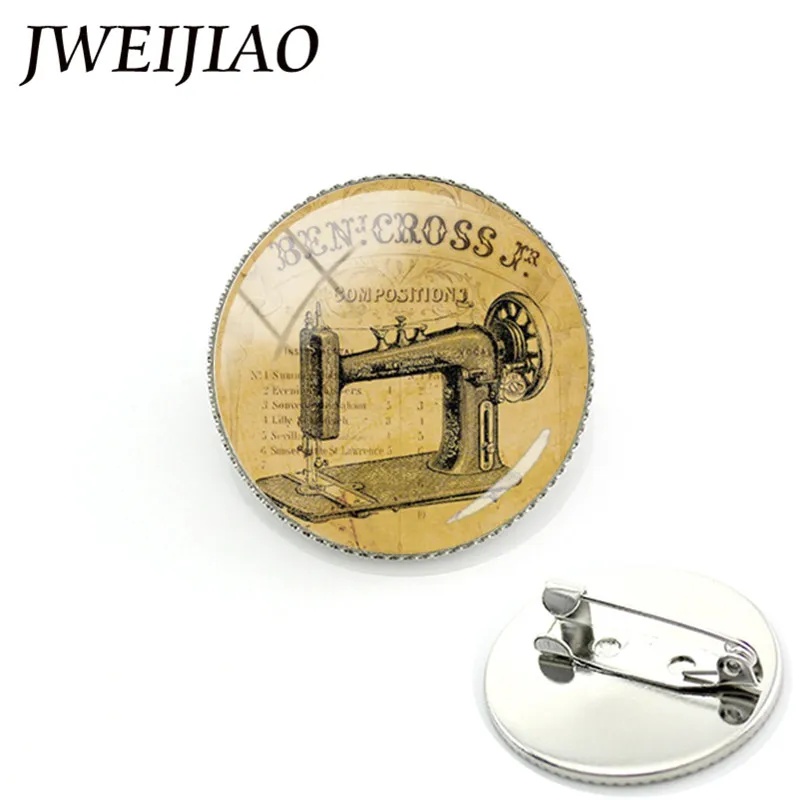 

JWEIJIAO Vintage Sewing Machine Brooch Pins Women Brooches Unique Hijab Pins Badge For Clothes Hat Backpack Decoration SM33