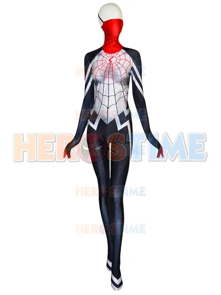 Шелковый костюм Cindy Moon Spider косплей боди Женский 3D принт Человек-паук для
