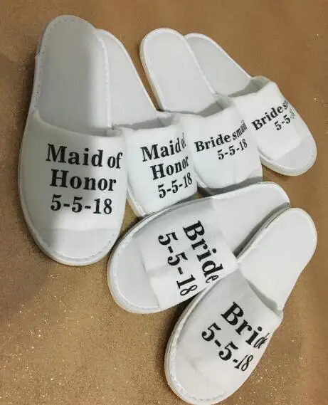 

personalized Wedding Slippers,wedding Bride&Bridesmaid name Slippers, Flower Girl Slippers,.Bachelorette party favors gifts