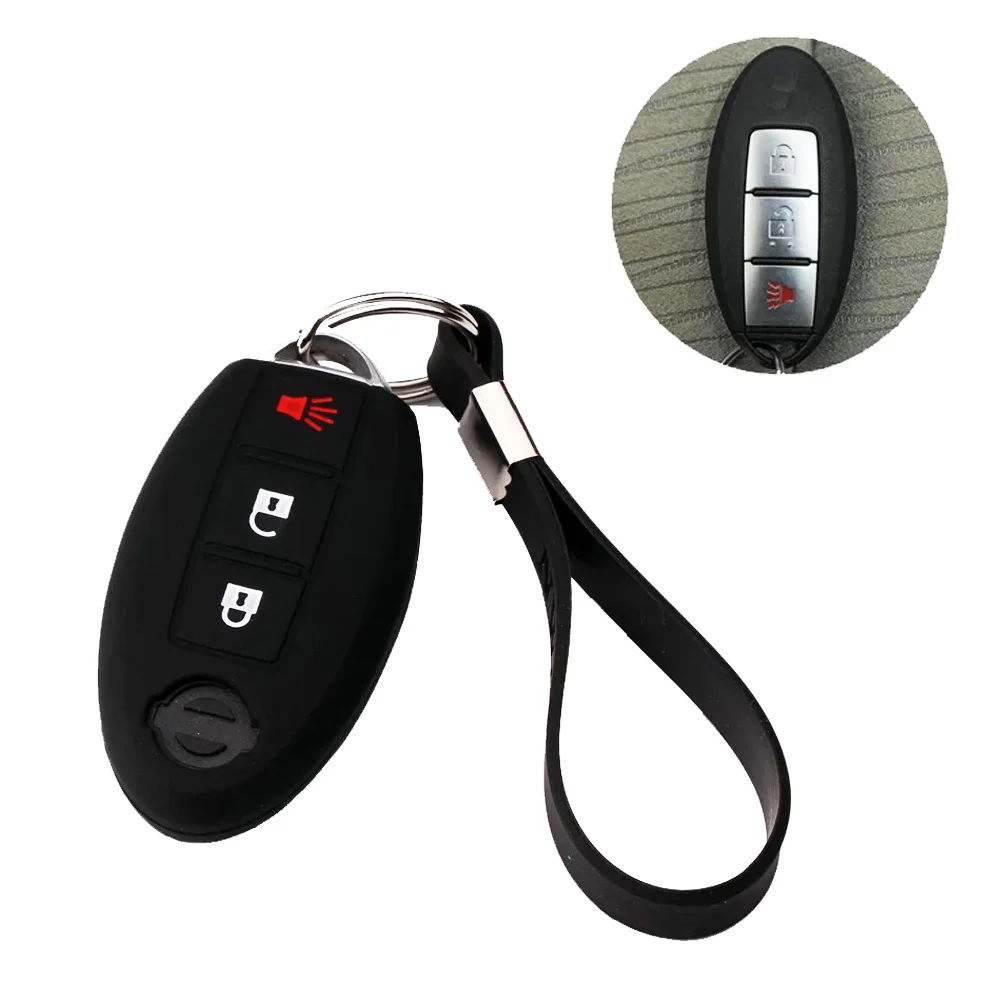 Pusakieyy Silicone Remote Key Case Cover For Nissan X-Trail 370Z Cube Micra Qashqai Juke Leaf Tiida Cube Quest Versa 3 Button4