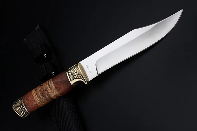 2020 New Hot Sale High Hardness Wood Handle Outdoor Fixed Tactical Combat Hunting Knife Camping Civilian Diving Knives EDC Tools
