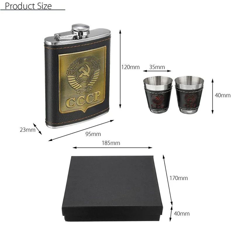 8oz Stainless Steel Hip Flask Liquor Alcohol Drink 2 Cups 1 Funnel Gift Box