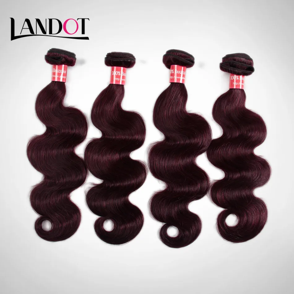 

Burgundy Brazilian Body Wave Virgin Hair Weave Bundles 4Pcs Lot Grade 7A Wine Red 99J Cheap Brazilian Remy Human Hair Extensions