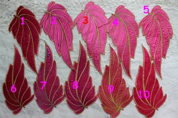 

Mix All Colors Colored Fabric appliqued embroidered leaf floral Fushia 16-18cm