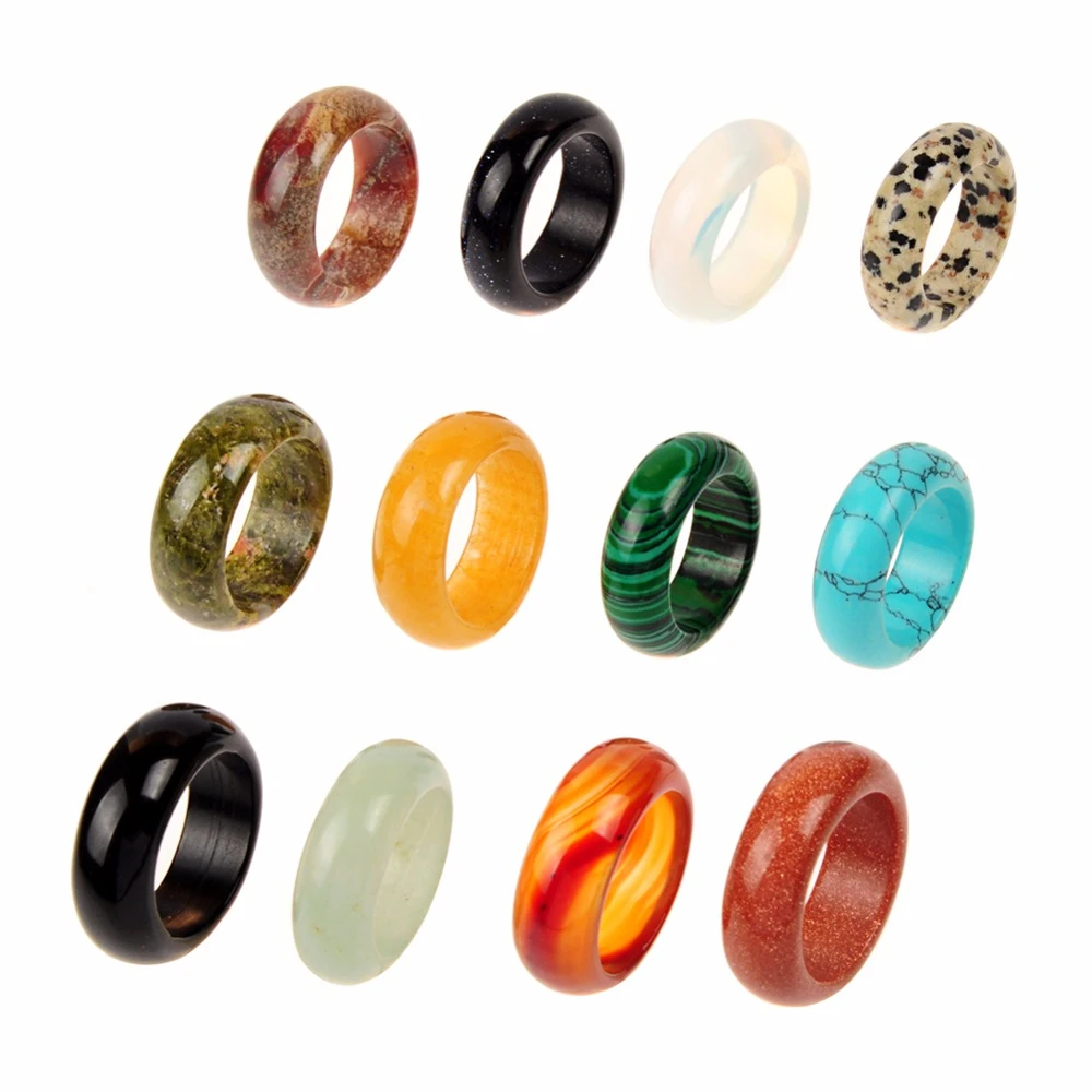 Perímetro reflujo cristal Anillo de piedra Natural de cuarzo para hombre y mujer, sortija de dálmata  verde, Ópalo, varios colores|finger jewelry|natural stone ringstone ring -  AliExpress