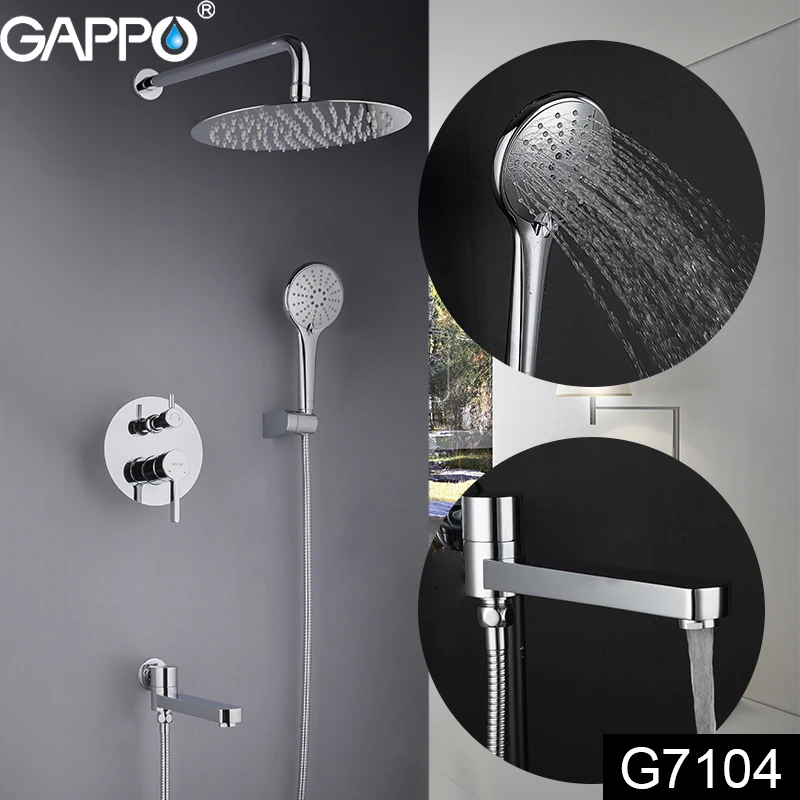 GAPPO Душевая система, смеситель для ванной комнаты, смеситель для ванны, смеситель для ванны, набор водопада, душевой набор, Хромированная душевая головка