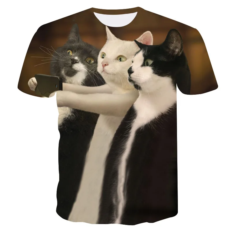 

New 2018 Surprised cats t-shirt unisex cuddly 3 pair Selfie Cool cat awesome t shirt women men 3d summer tee shirt camisas mujer