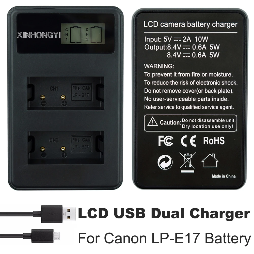 

LP-E17 battery Charger LP E17 LPE17 LCD display USB Dual chargers For Canon EOS 750D 760D T6i T6s M3 Kiss X8i 8000D Cameras