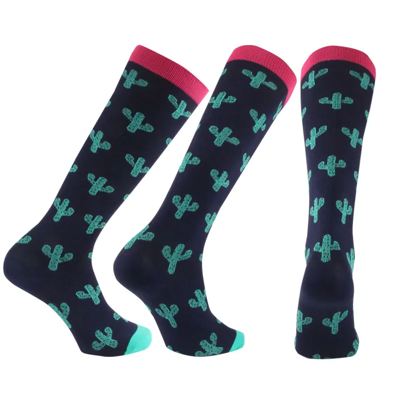 

Brothock Women Cycling Pressure Socks Cotton New Cactus Pattern Sports Athletic Compression Stockings Outdoor Running Socks