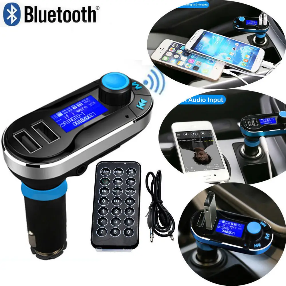 Hot voiture FM Transmitter Wireless Bluetooth Music Hands-free Calling Wireless MP3 Player Car Kit USB Charger SD LCD 3 Color
