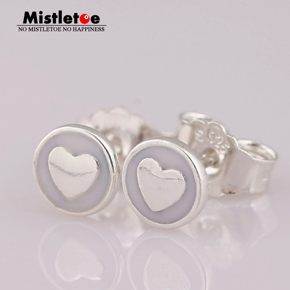 

Mistletoe Authentic 925 Sterling Silver Sweet Statements Stud Earrings, White Enamel Fit European DIY Jewelry
