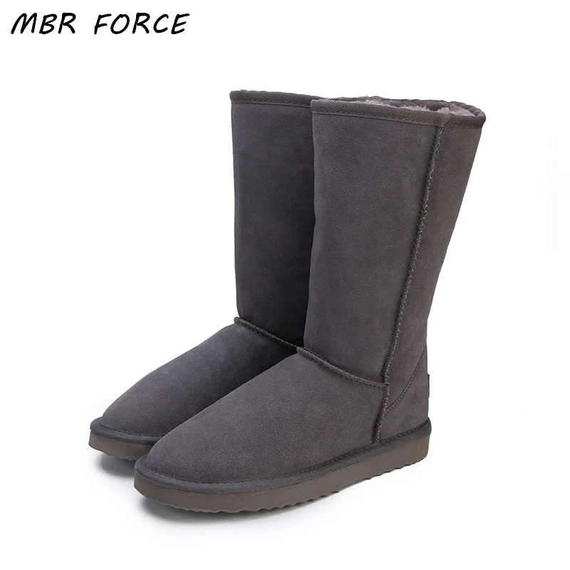 Achat MBR FORCE Australie Classique Dame Chaussures Haute Qualité Imperméable À L eau En Cuir Véritable Neige Bottes De Fourrure Bottes D hiver Chaud Femmes Bottes